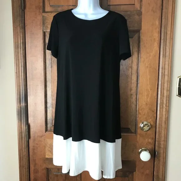 Nic and Nash Black & White Short Sleeve Dress Large - Picture 1 of 9